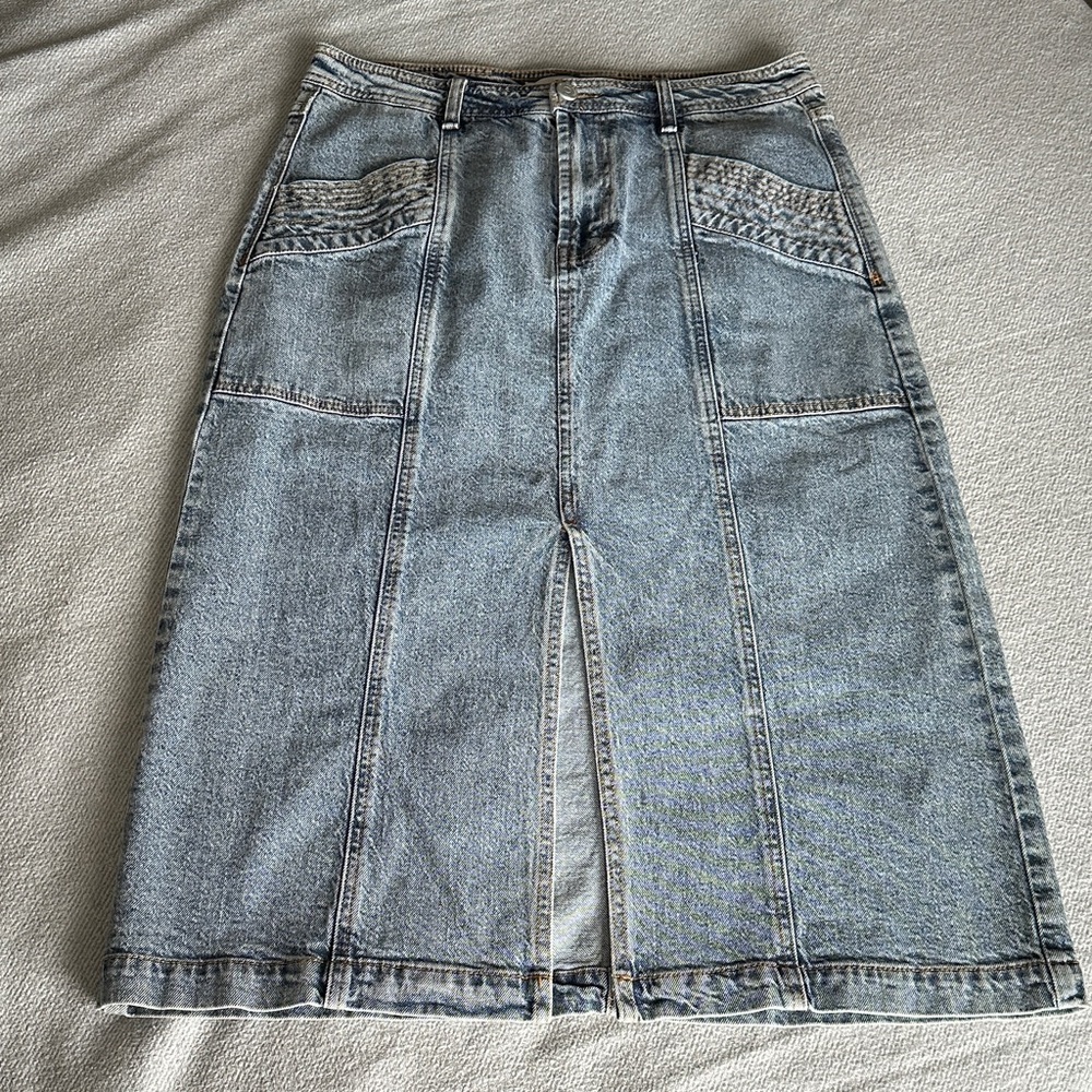 Habitual Light Denim Midi Skirt